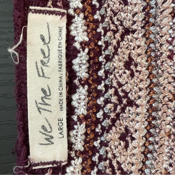 Burgundy Long Sleeve Henley Top with Lace Detail - Picture 2 of 5